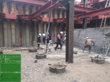 均しコンクリート　打設状況